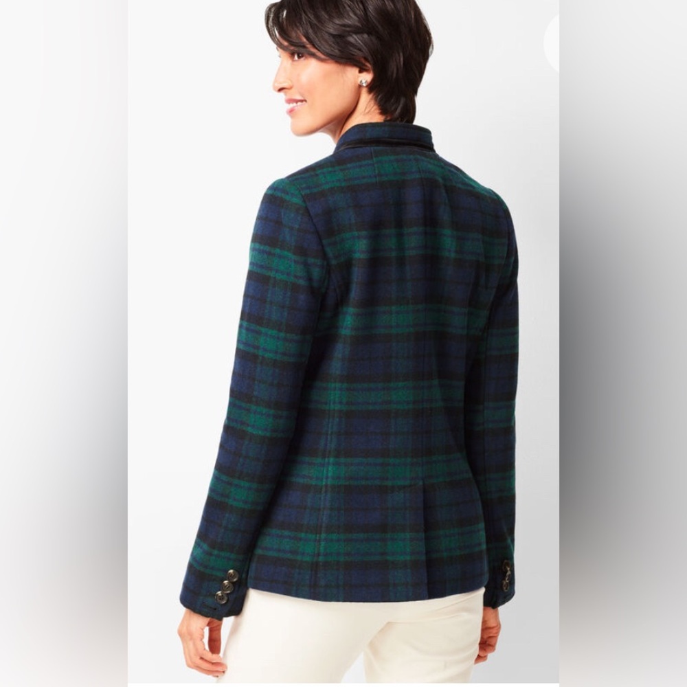 NWT TALBOTS BLACK WATCH PLAID VELVET-TRIM BLAZER - Picture 2 of 16